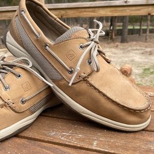 Sperry Kids Brown Loafers with Mesh Detail